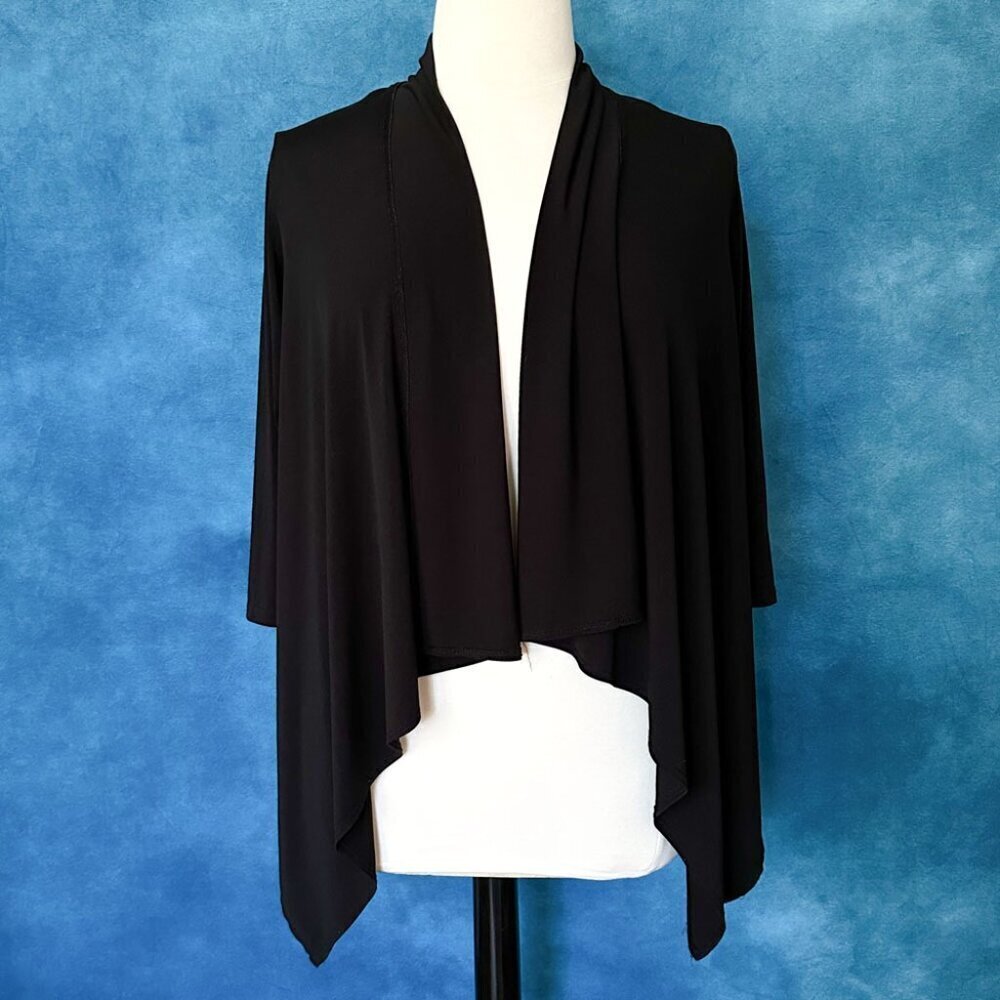 Signature Classic Black Flowy Open Cardigan, Size 1X